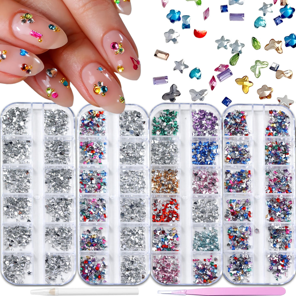 SHUXILIN 4Boxes color rhinestones collection for versatile DIY nail art