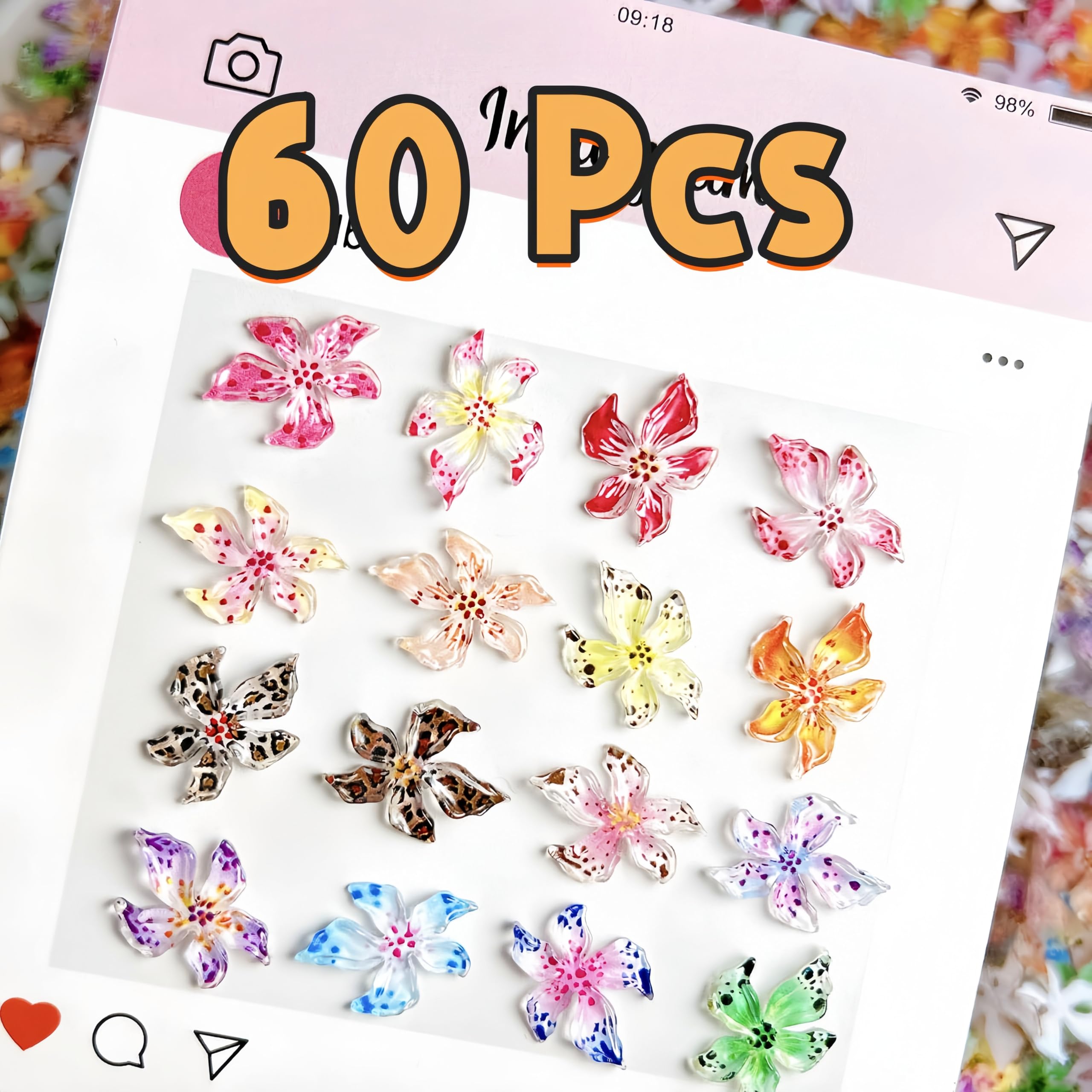 SHUXILIN colorful flower nail diamonds for colorful, eye-catching nail art