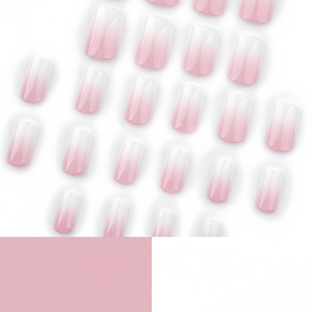 SHUXILIN Ombre nails French tip close-up showing glossy finish and precise fit