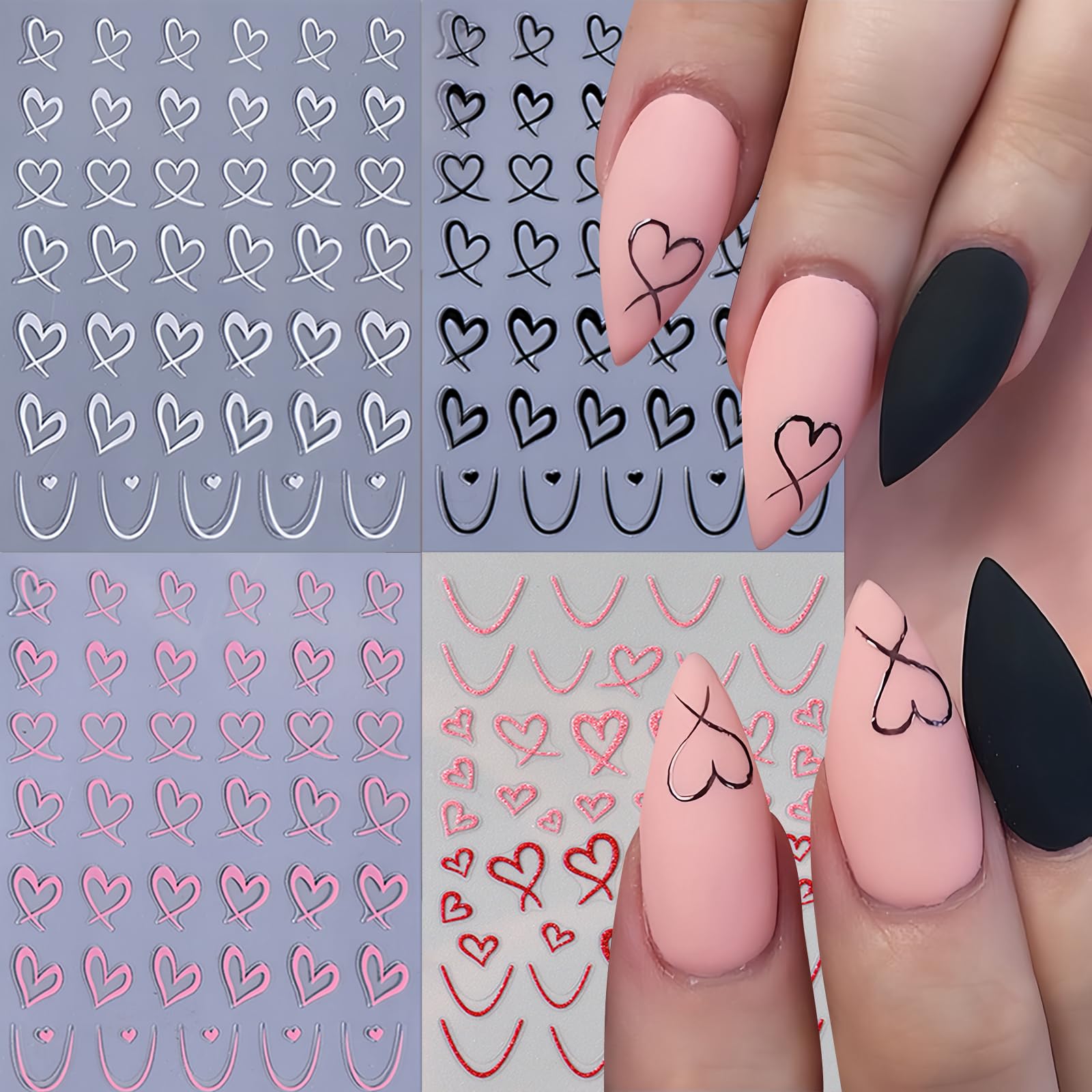 SHUXILIN glitter heart nail stickers for festive nail art