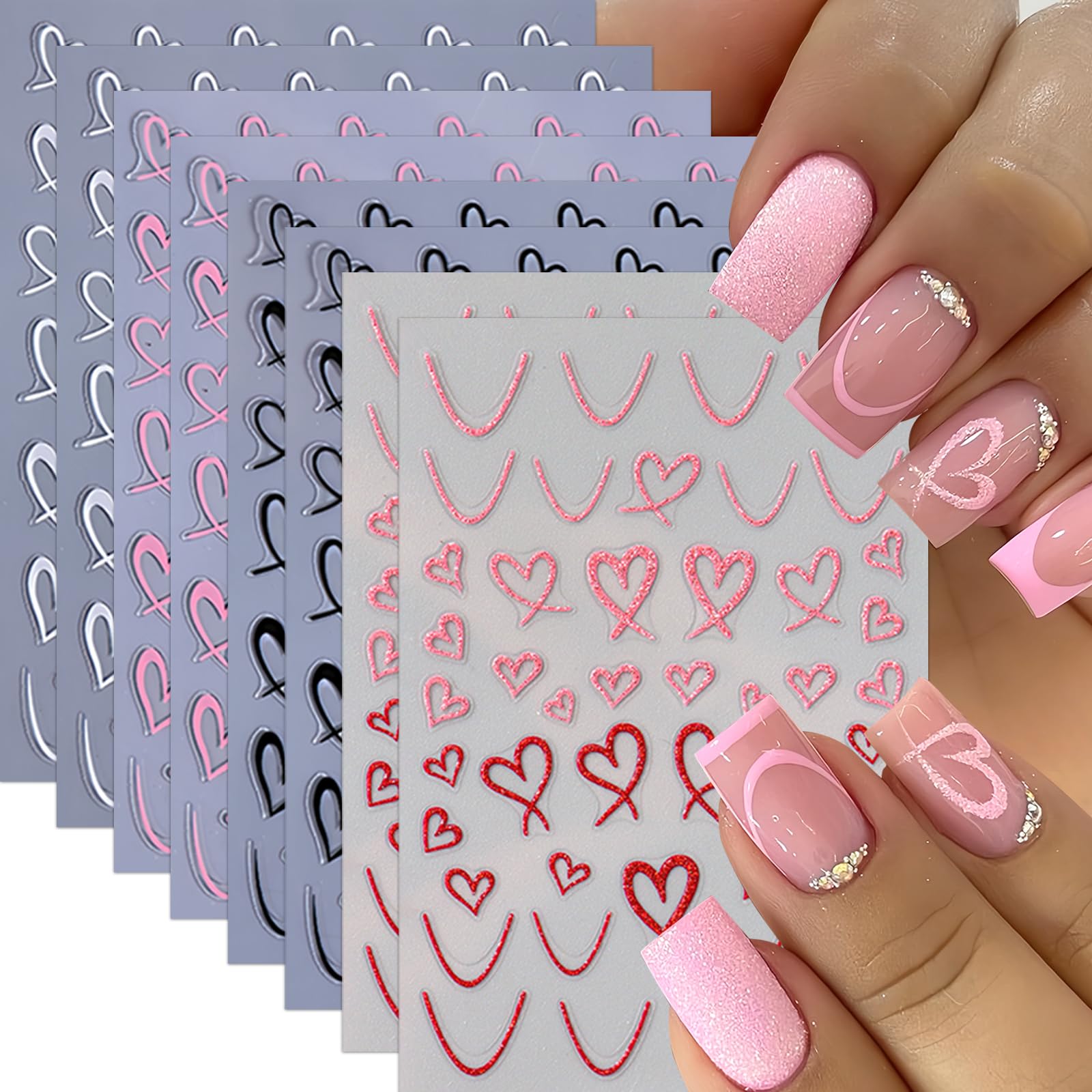 SHUXILIN valentines hollow heart stickers for chic nails