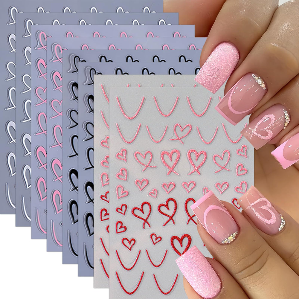 SHUXILIN valentines hollow heart stickers for chic nails