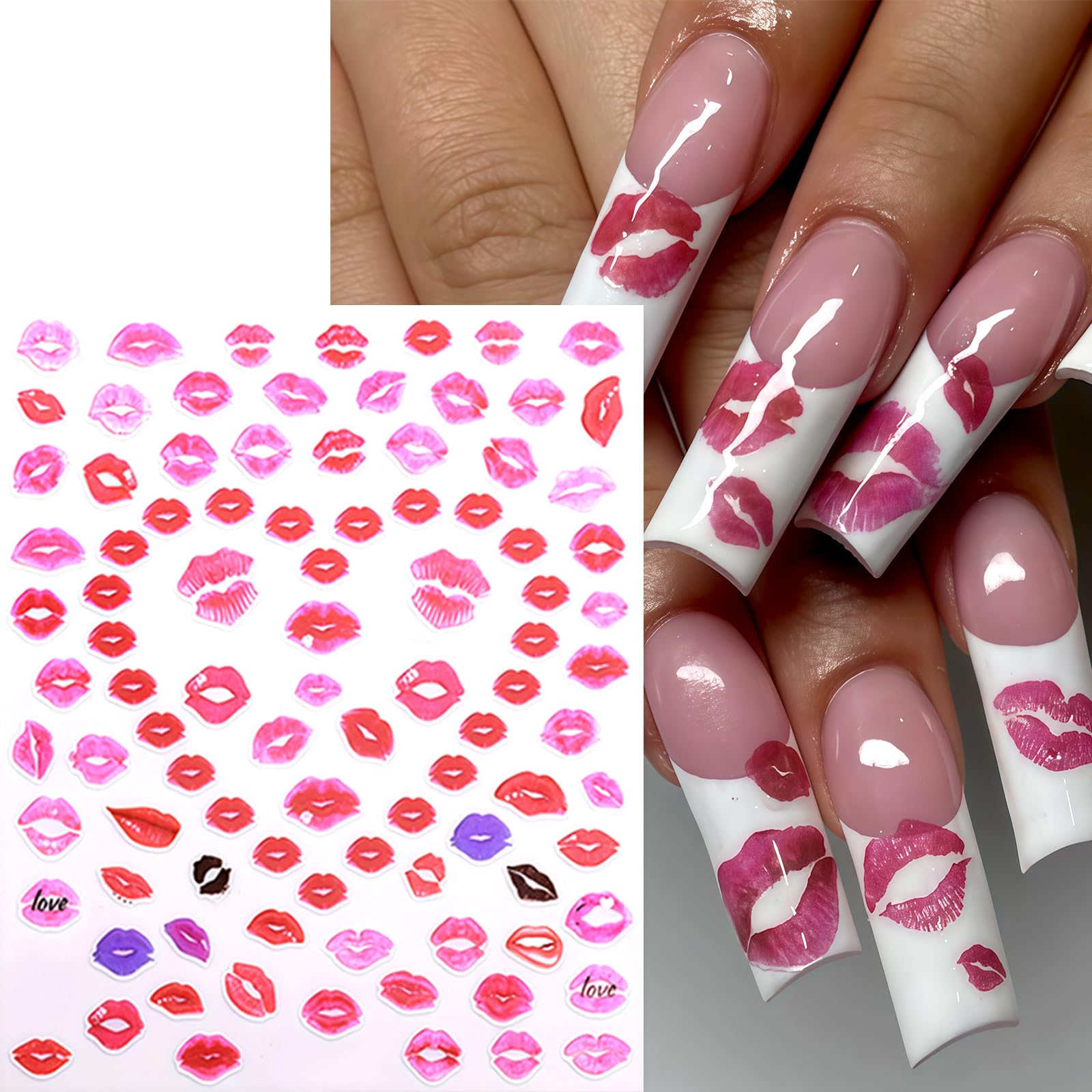 SHUXILIN lip sticker sheets offer versatile nail art options.