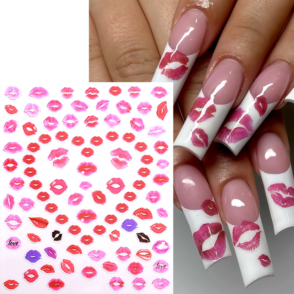 SHUXILIN lip sticker sheets offer versatile nail art options.