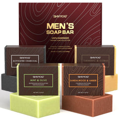 SHVYOG savon homme lot de 4 coffret pratique pour routine quotidienne.