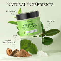 SHVYOG Underarm Detox Scrub texture—fine particles provide gentle, irritation-free exfoliation.