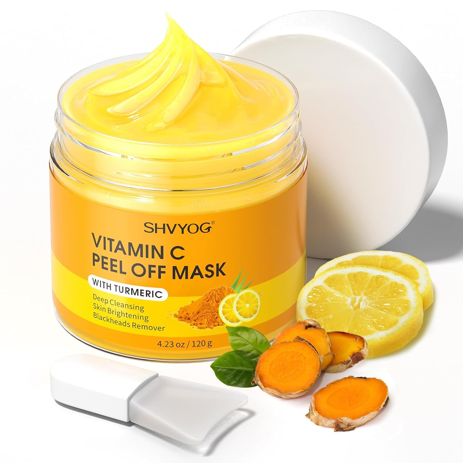SHVYOG Vitamin C Peel Mask bottle on display, signaling quick, easy daily use.