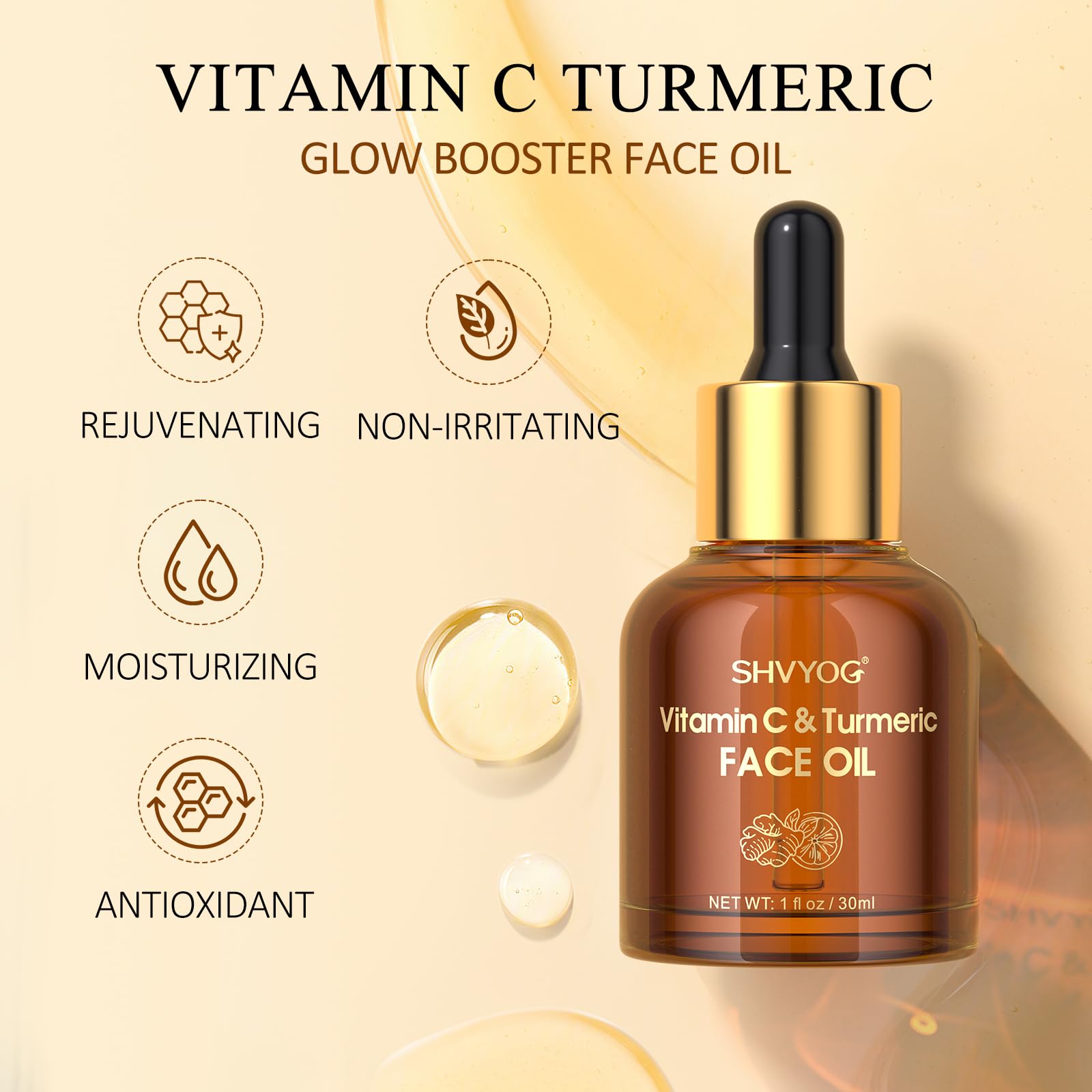 Usage guide image for SHVYOG Vitamin C Turmeric Turmeric Face Oil routine