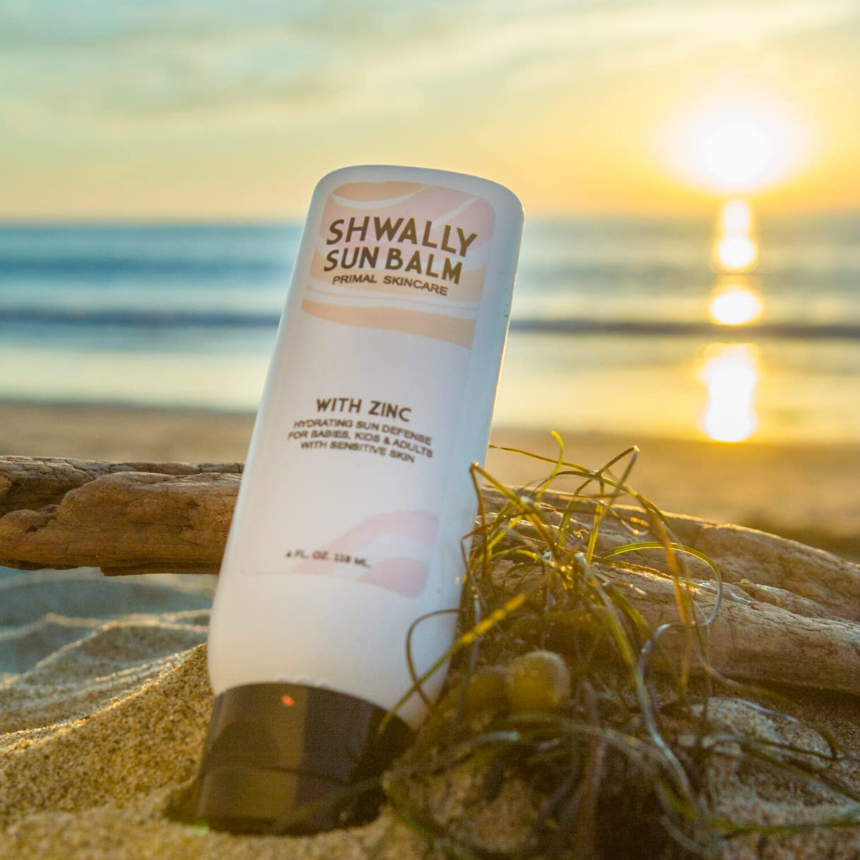 Shwally water-resistant reef-safe sunscreen for outdoor activities.