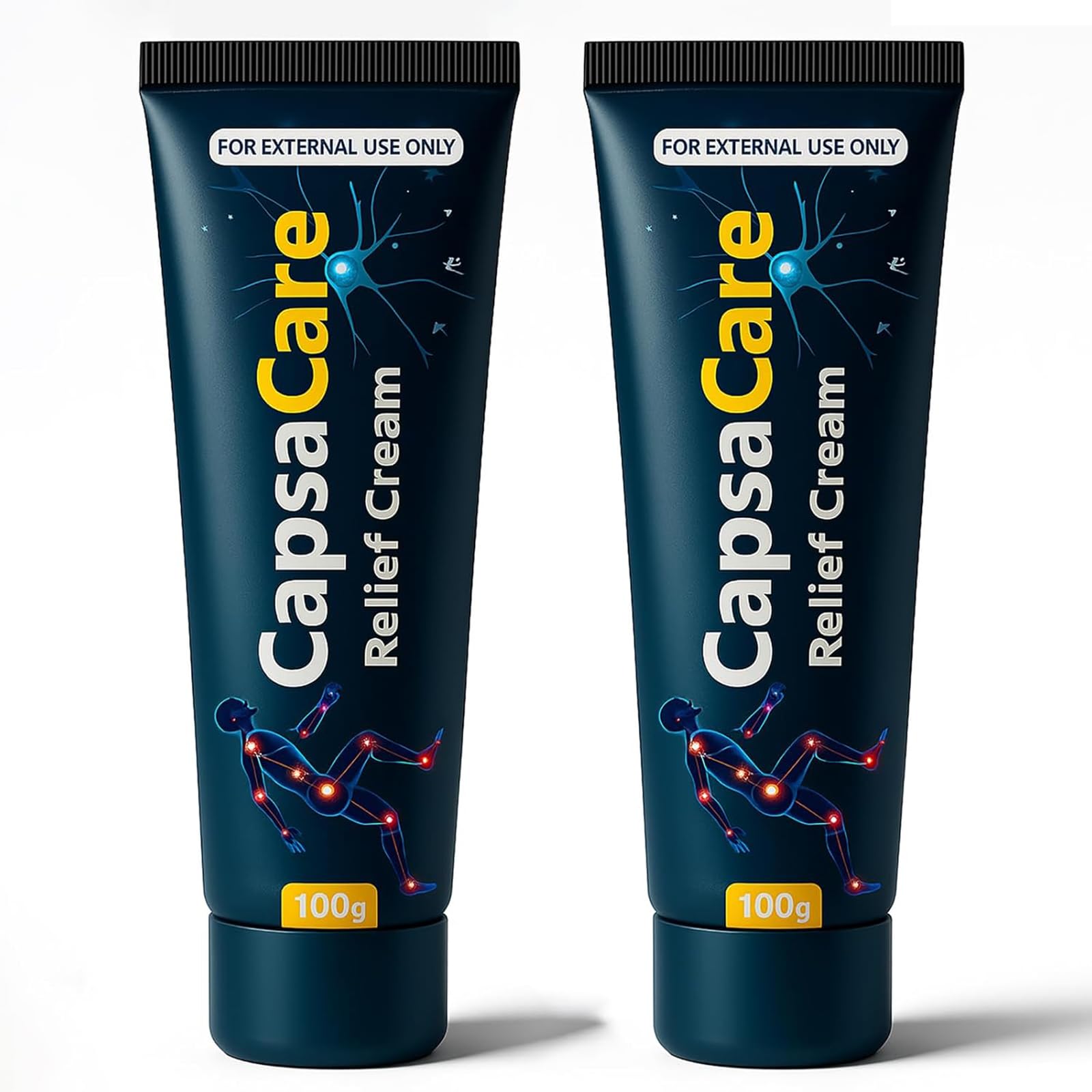 Shwfhi CapsaCare cream bottle closeup displays the capsaicin blend for targeted relief.
