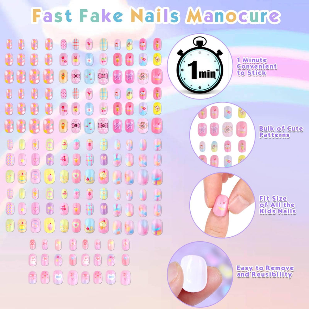 Shynek Kids Press On Nails application scene demonstrates quick, kid-friendly use.