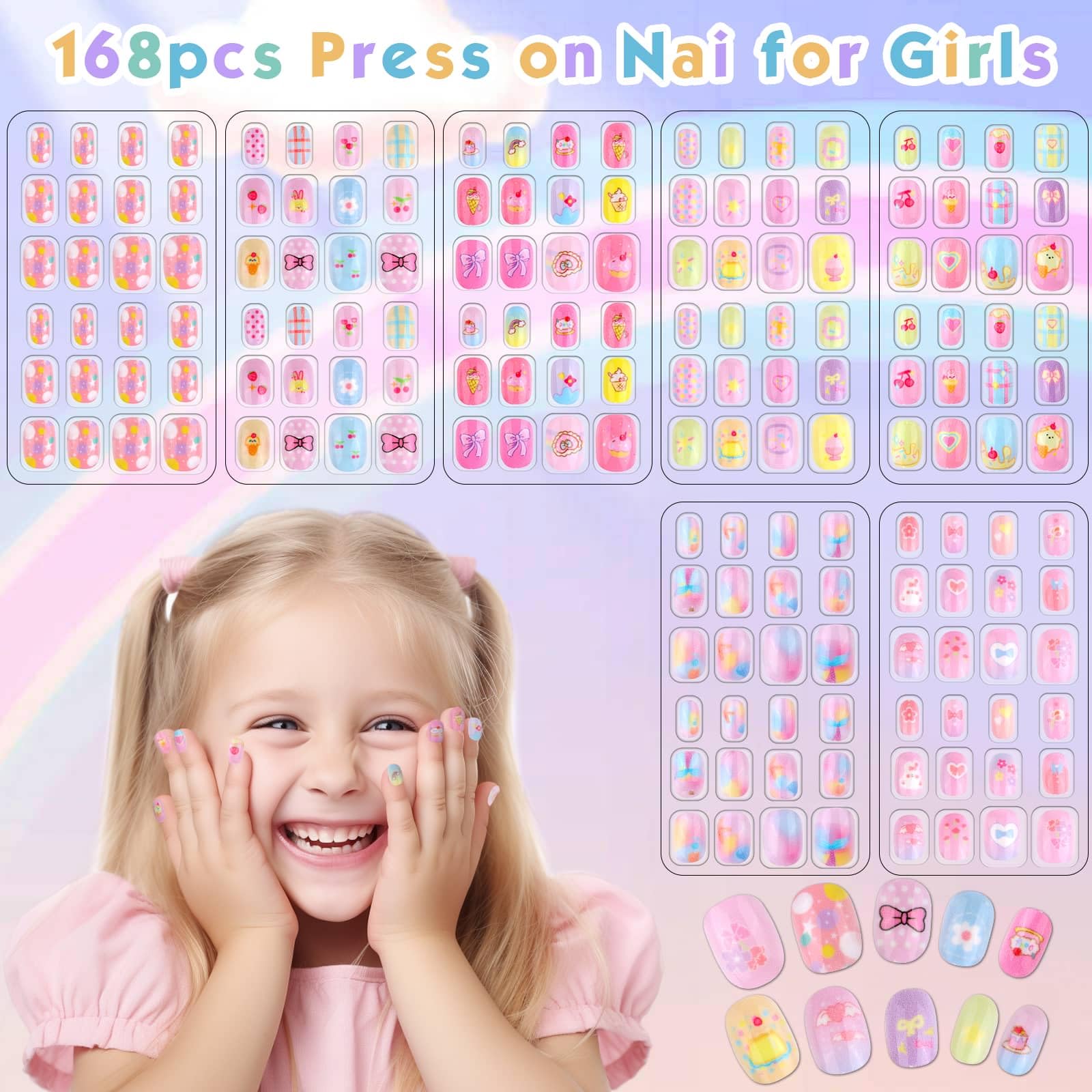 Shynek Kids Press On Nails colors and designs invite creative play.