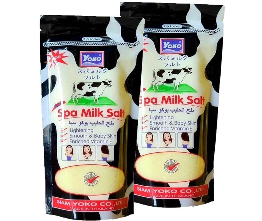 Siam Yoko Spa Milk Salt bottle with packaging, a soothing bath essential for radiant skin.