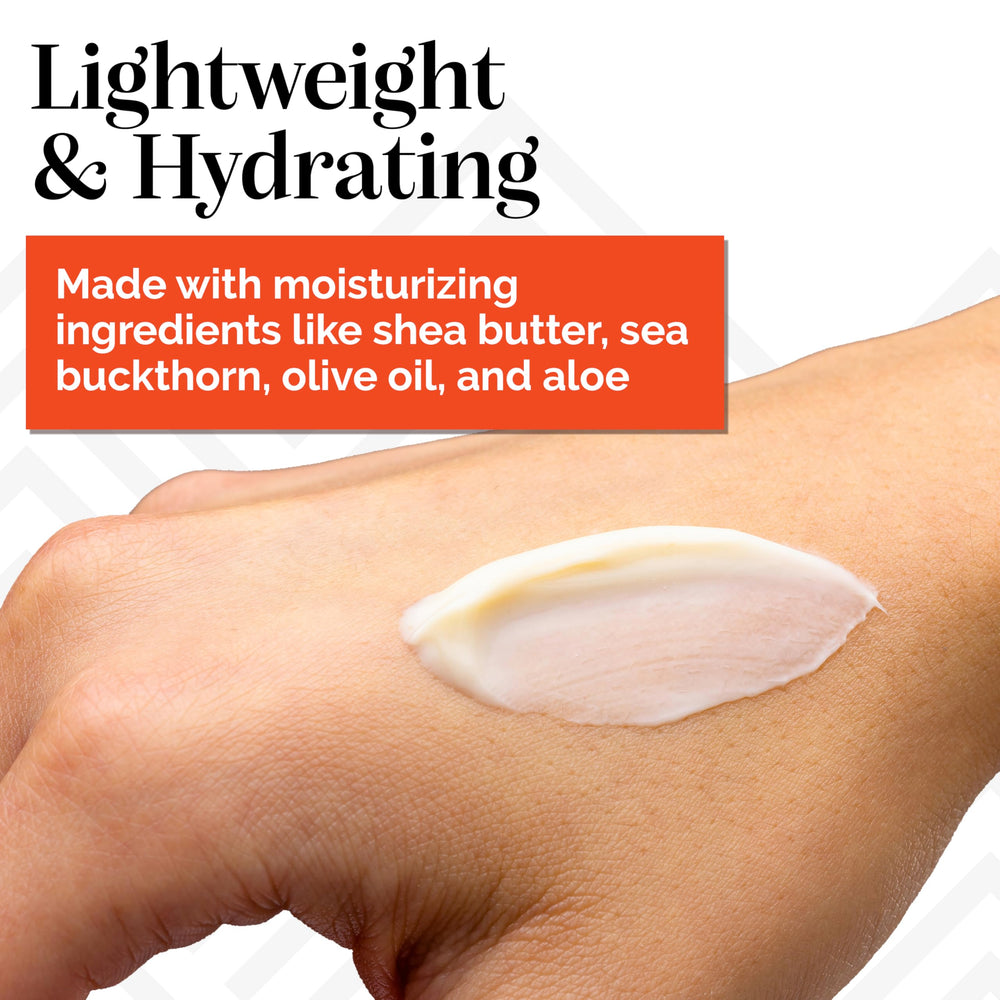 Sibu body cream being applied with a subtle citrus scent.
