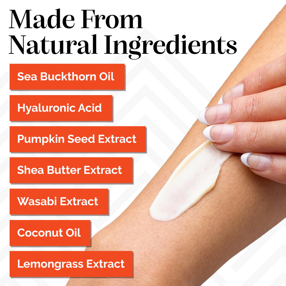 Sibu sea buckthorn oil bottle highlights natural skin nourishment.