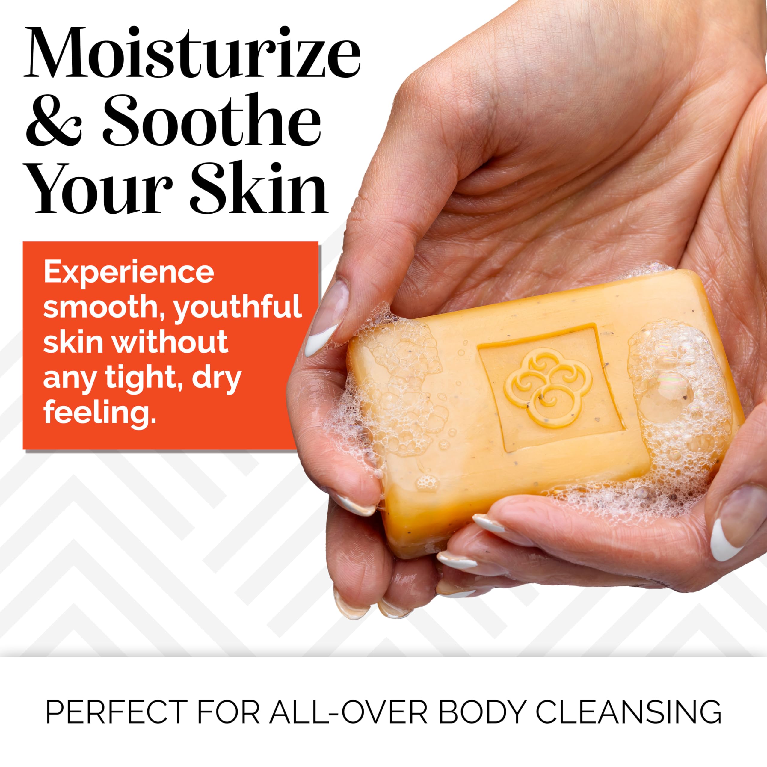 Sibu Sea Buckthorn Soap ingredients showing glycerin and oats for soothing hydration.