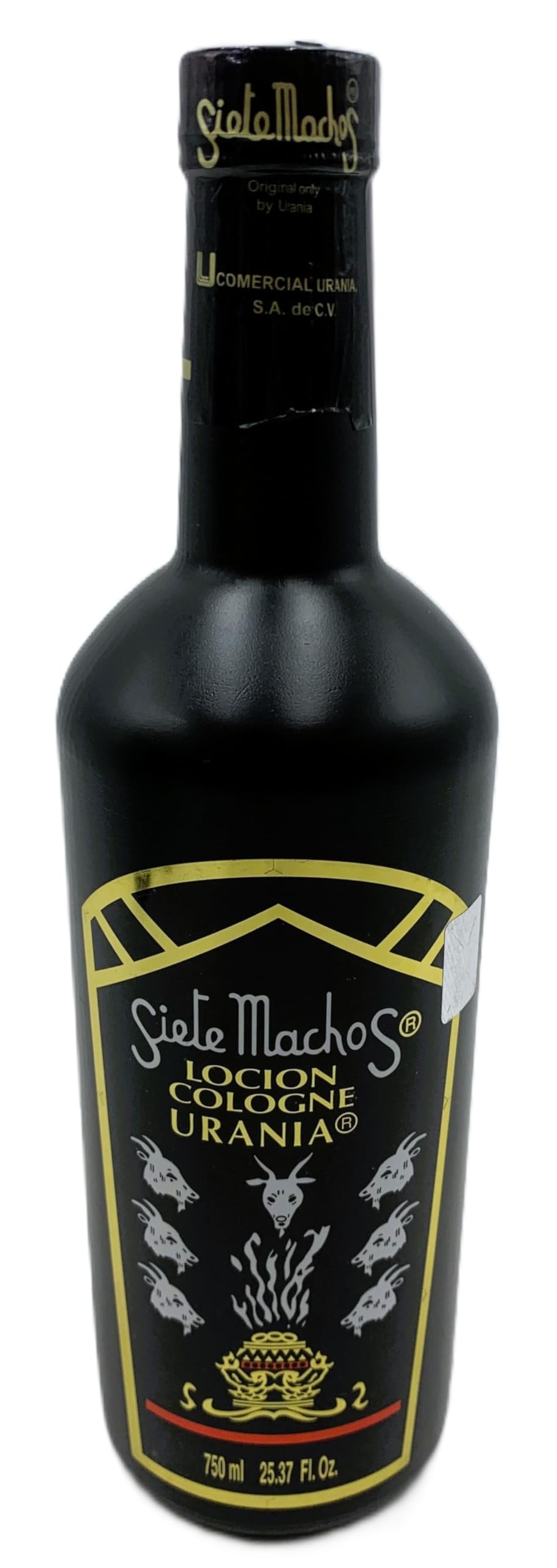 Siete Machos URANIA Original Cologne bottle on a wooden surface, ideal for daily wear.