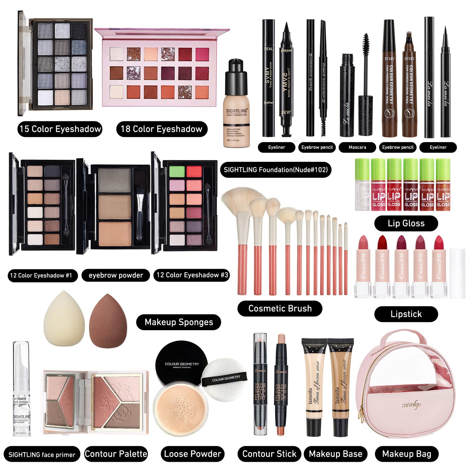 Sightling foundation and eyeshadow palette close-up for versatile day-to-night makeup