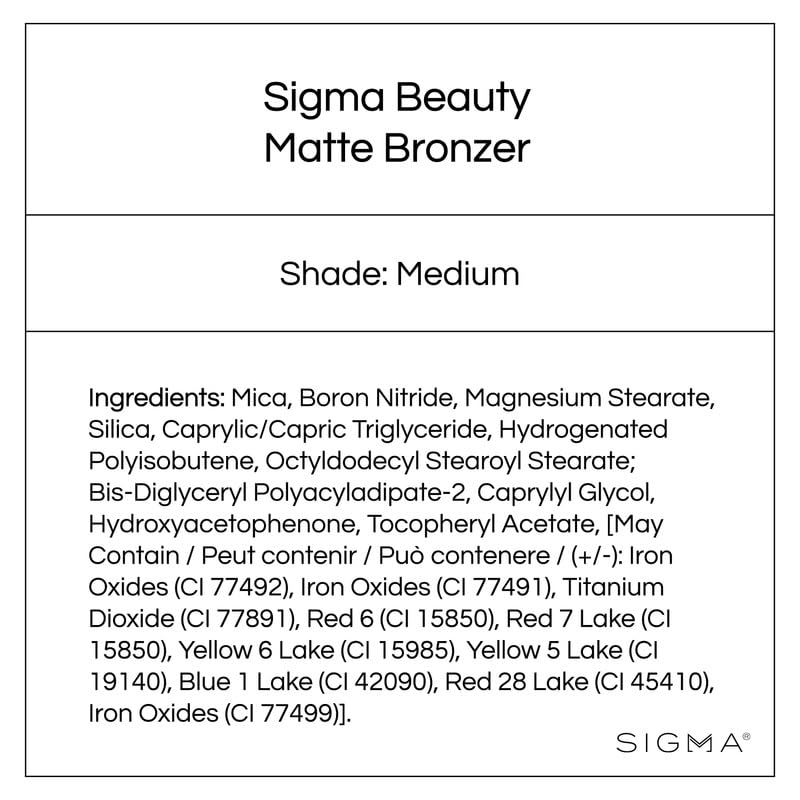 Sigma Beauty matte finish bronzer close-up shows smooth texture