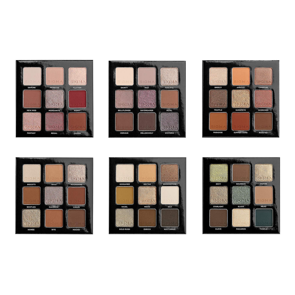 Sigma Beauty on-the-go eyeshadow palette set with six versatile shades for day-to-night looks