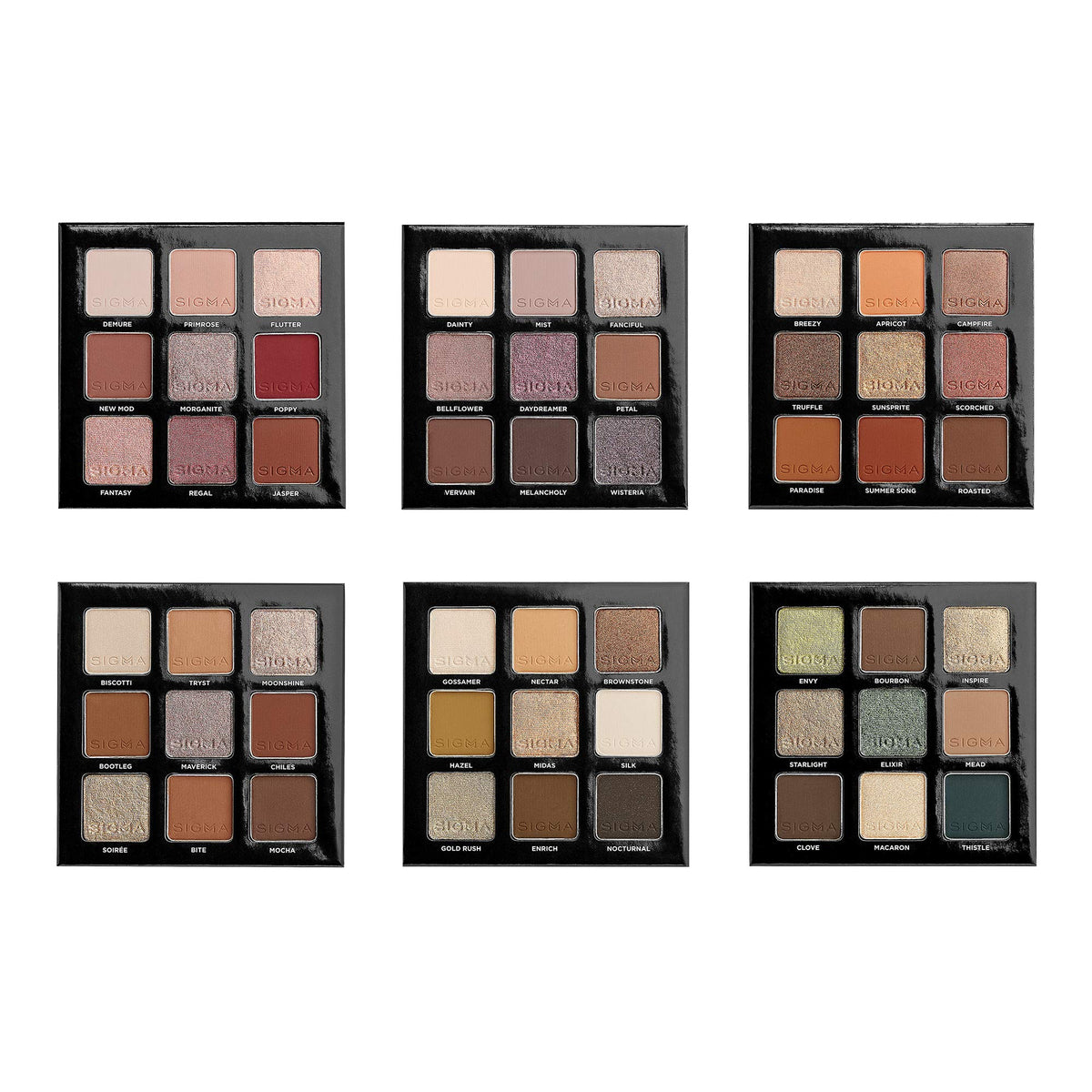 Sigma Beauty on-the-go eyeshadow palette set with six versatile shades for day-to-night looks