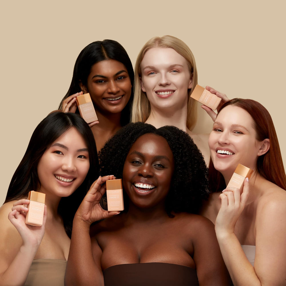 Sigma Beauty Skin Perfector packaging design with pump and cap.