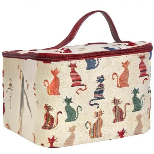 Signare Cat design toiletry bag, gift-ready for cat lovers.