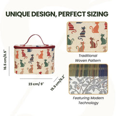 Signare Tapestry Toiletry Bag interior elastic straps, keeps brushes neatly in place.