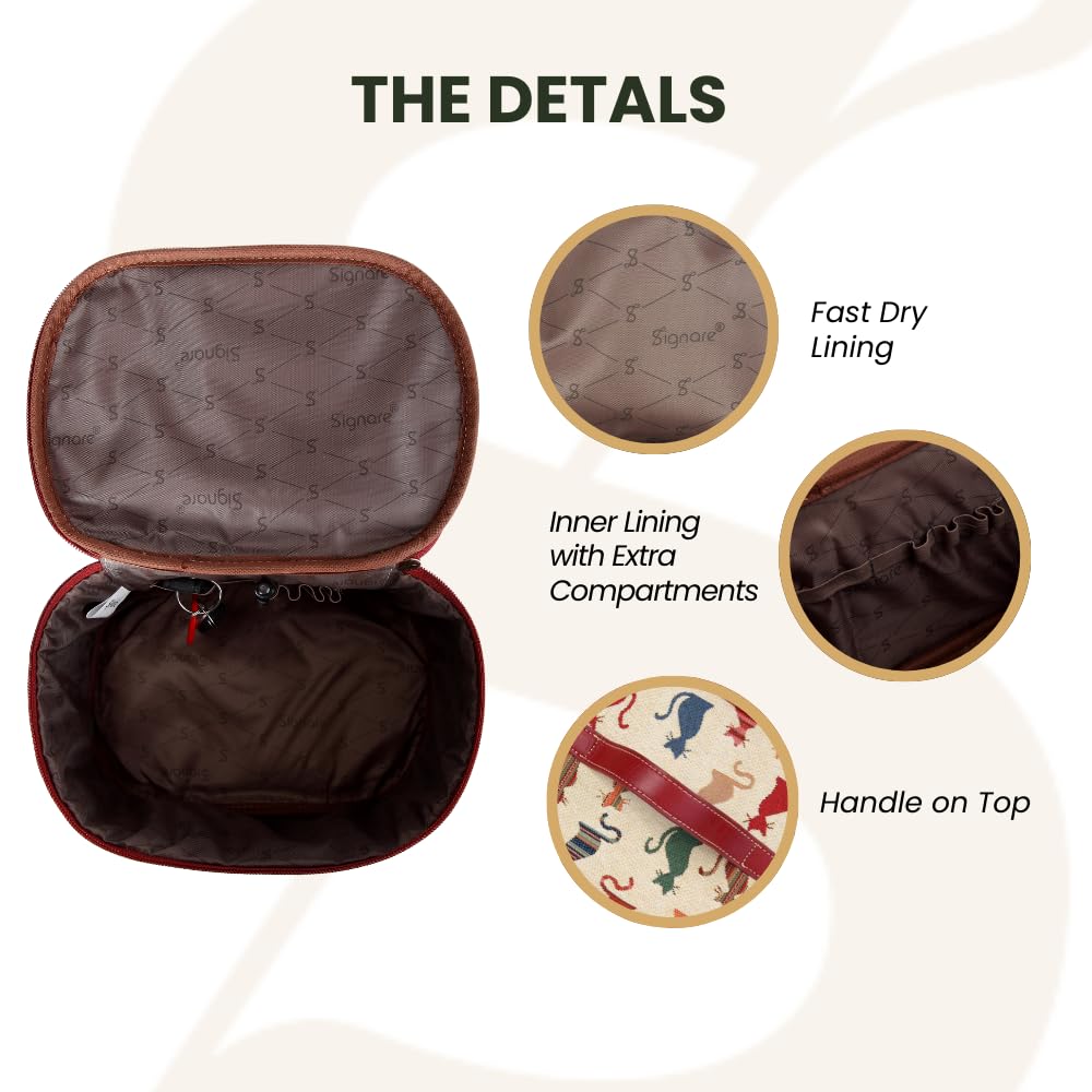 Signare Tapestry Toiletry Bag woven tapestry material adds unique texture.