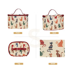 Signare Tapestry Toiletry Bag zipper lid, secure storage for brushes and small items.