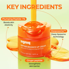 Signiq Peptide Bounce Up Cream application spatula spreading for smooth skin
