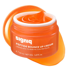 Signiq Peptide Bounce Up Cream jar showing glossy texture for instant hydration