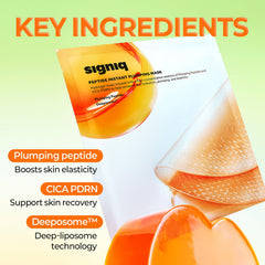 signiq peptide instant plumping mask dual-sided peeling pad exfoliates pores while hydrates