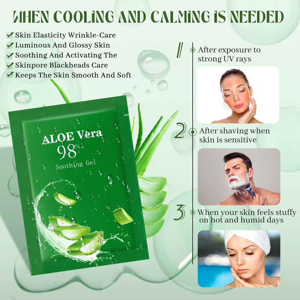 Versatile mini aloe gel, ideal as face moisturizer, after-sun, or hair serum.