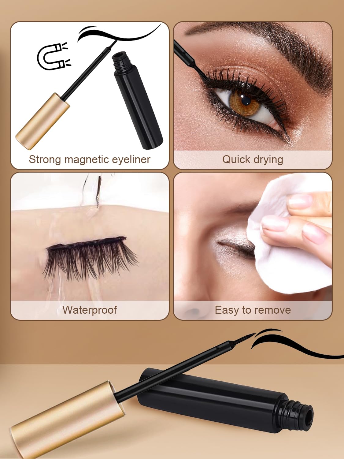 Sikkis magnetic lashes with five magnets for secure wear.