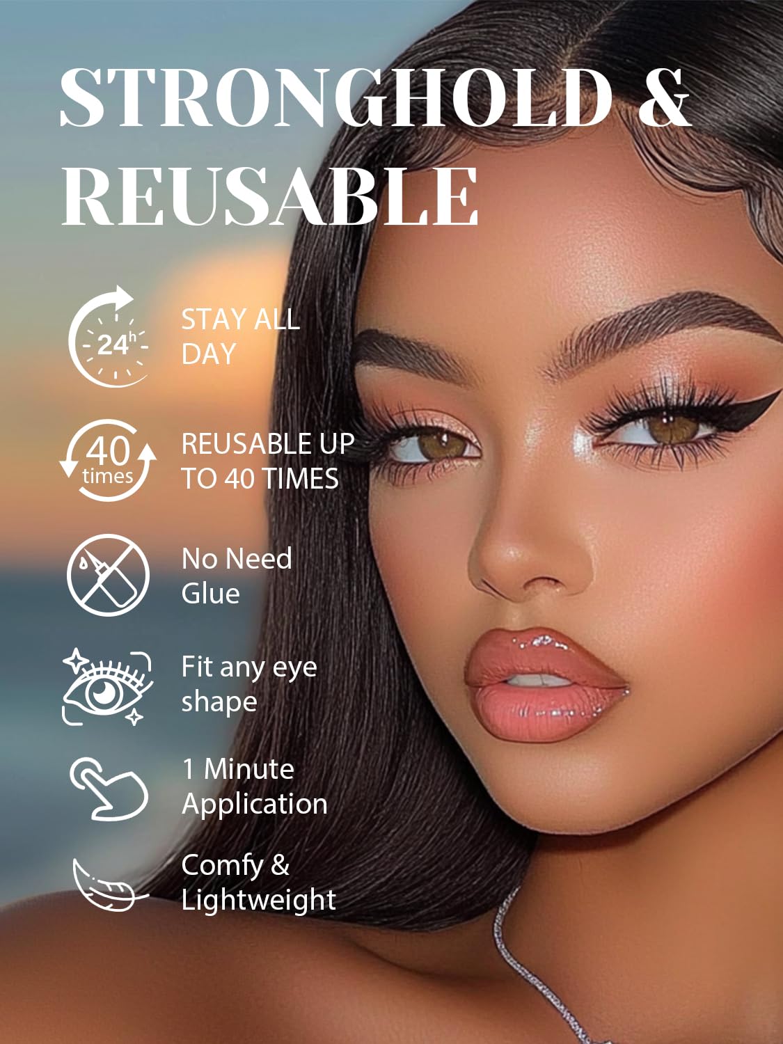 Handcrafted magnetic lashes with five micro magnets for strong, natural fit.