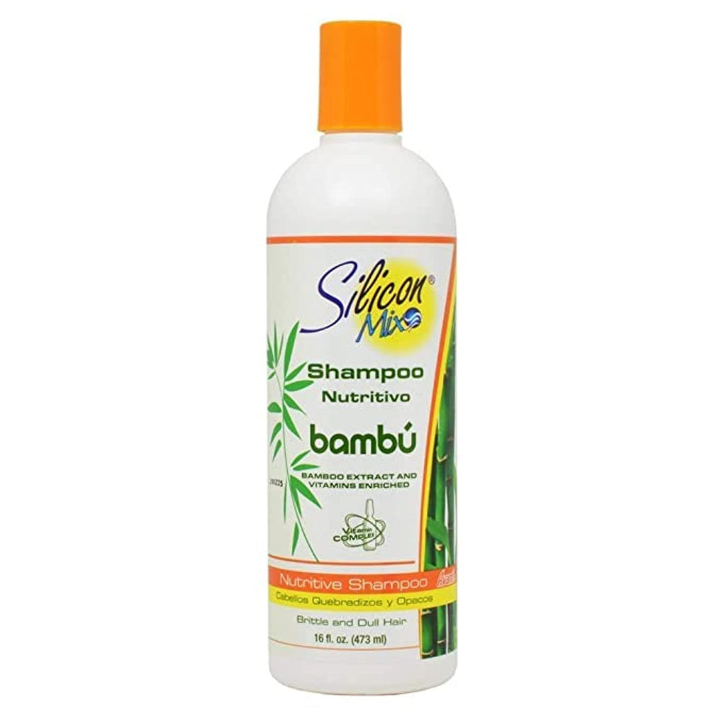 Silicon Mix Bamboo shampoo bottle front view highlighting gentle cleansing.