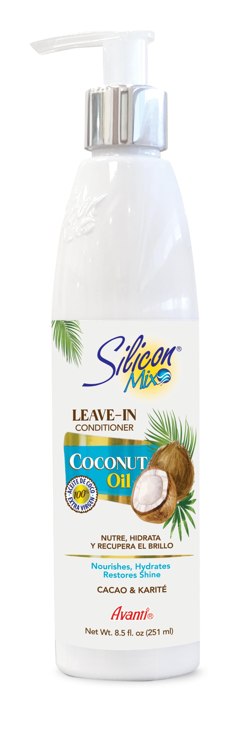 Silicon Mix Coconut Oil Nourishing Leave-In Conditioner bottle for hydrated, shiny hair
