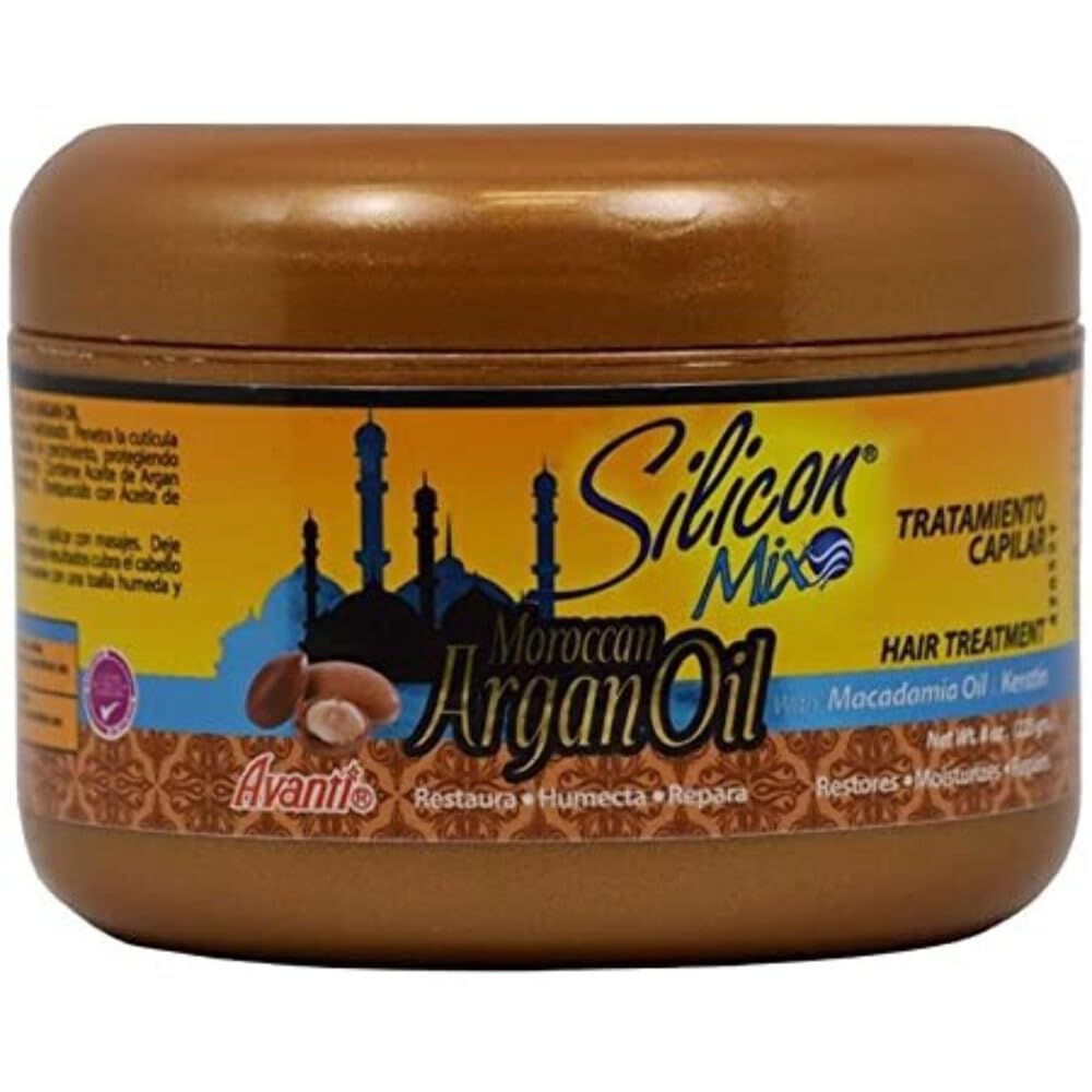Silicon Mix Moroccan Argan Oil Hair Treatment bottle for deep hydration and silky, shiny hair