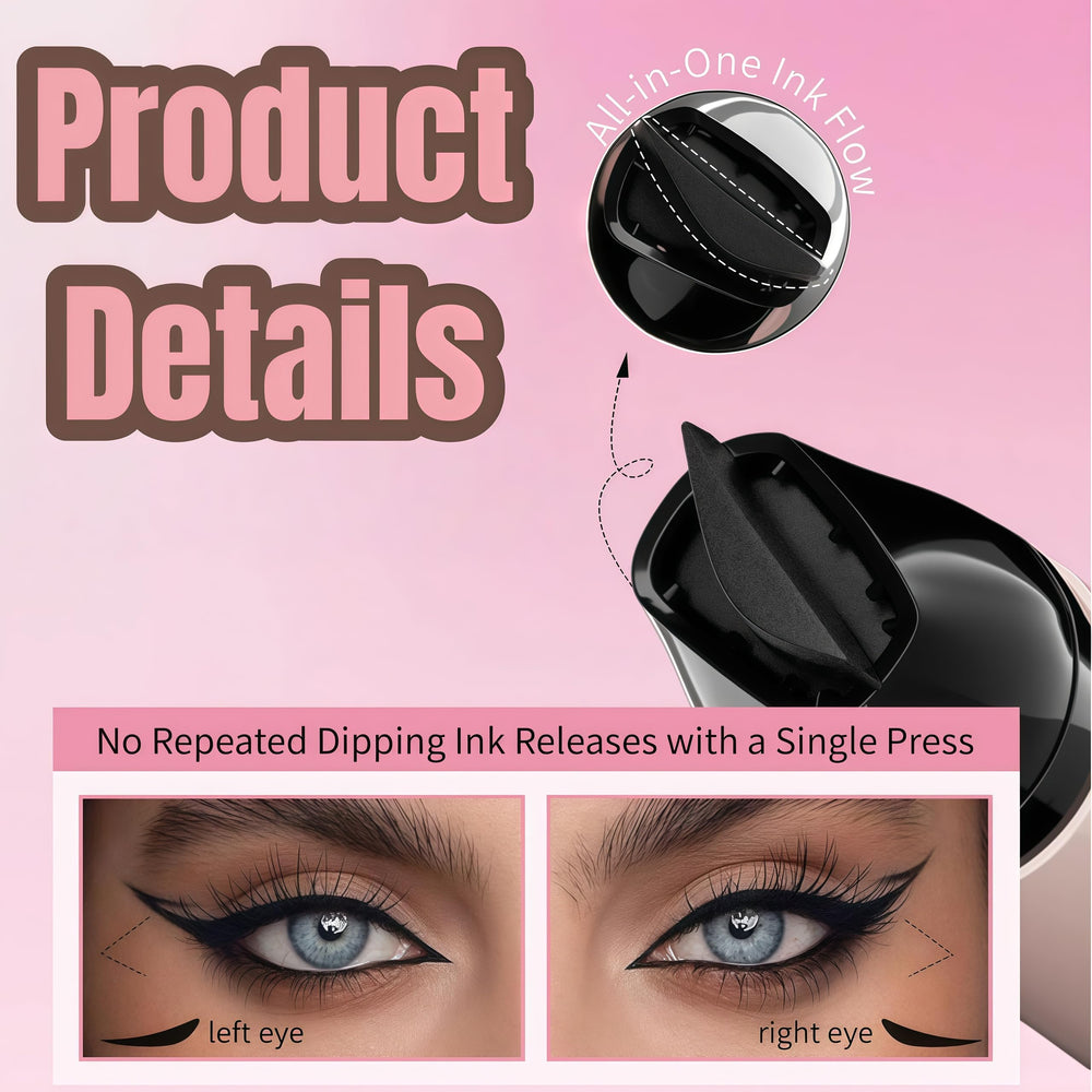 Silicone 3-in-1 tool doubles as wing guide and brow stencil.