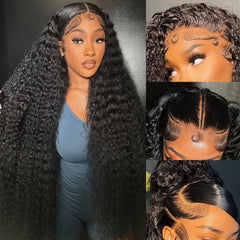 Silinli 200% Density deep wave lace-front wig showing rich volume and natural movement