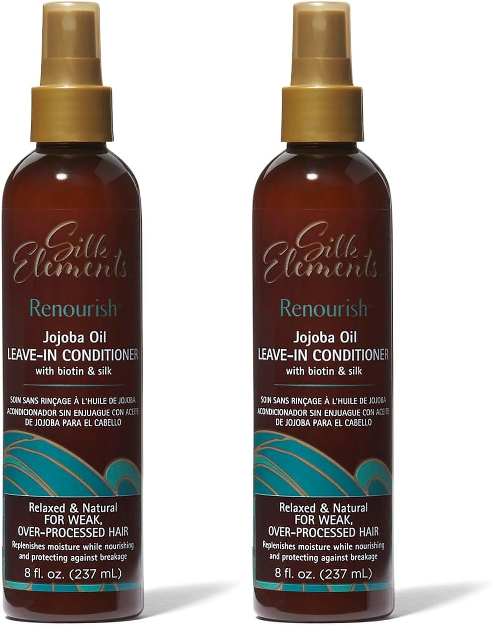 Silk Elements Jojoba Oil Leave-In Conditioning Spray pack of 2 bottles for detangling and shine