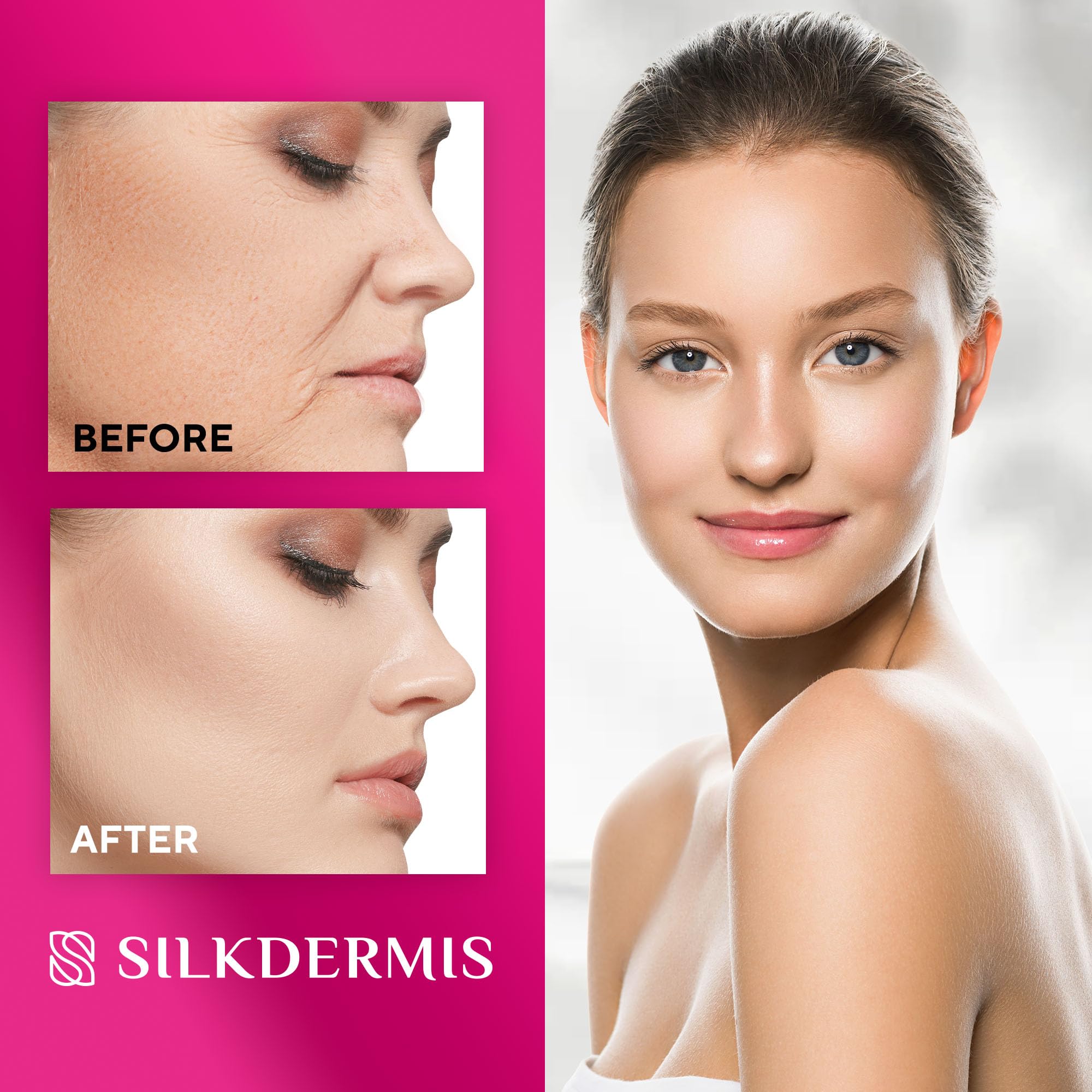 SILKDERMIS flexible design fits facial contours for comfortable wear day or night.