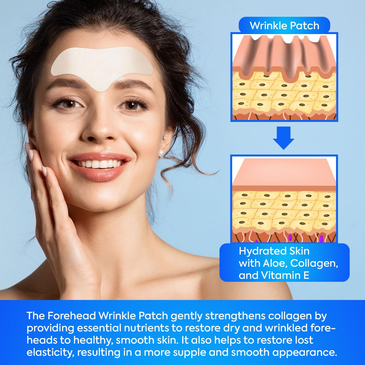 Patch applied to forehead for discreet day or night wear.