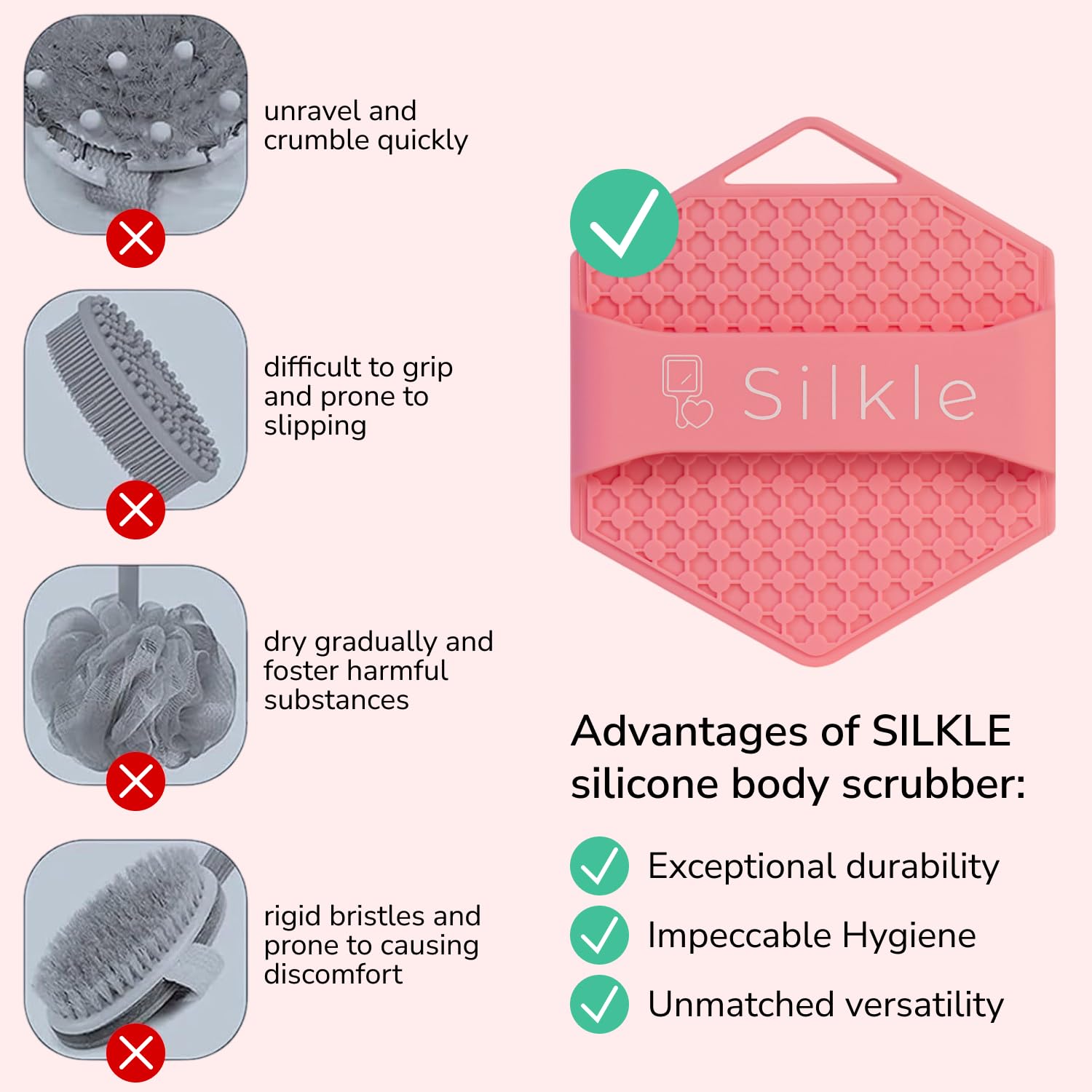 SILKLE quick-dry silicone brush stays hygienic after every use.