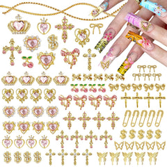 SilkRoselw pink heart nail charm adds romantic sparkle for DIY nails.