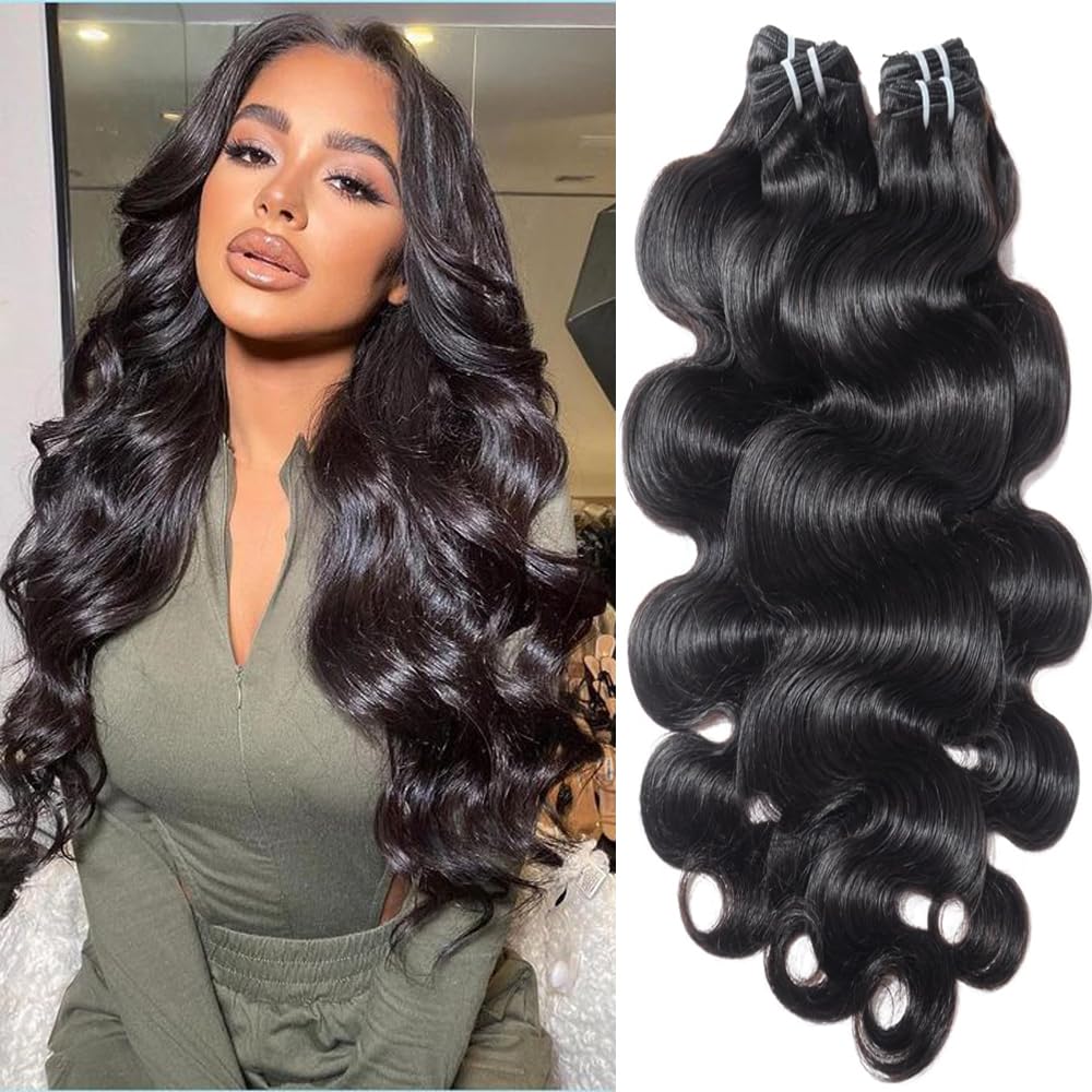 Silky Longess 12A body wave bundle 18-inch closeup for natural blending.