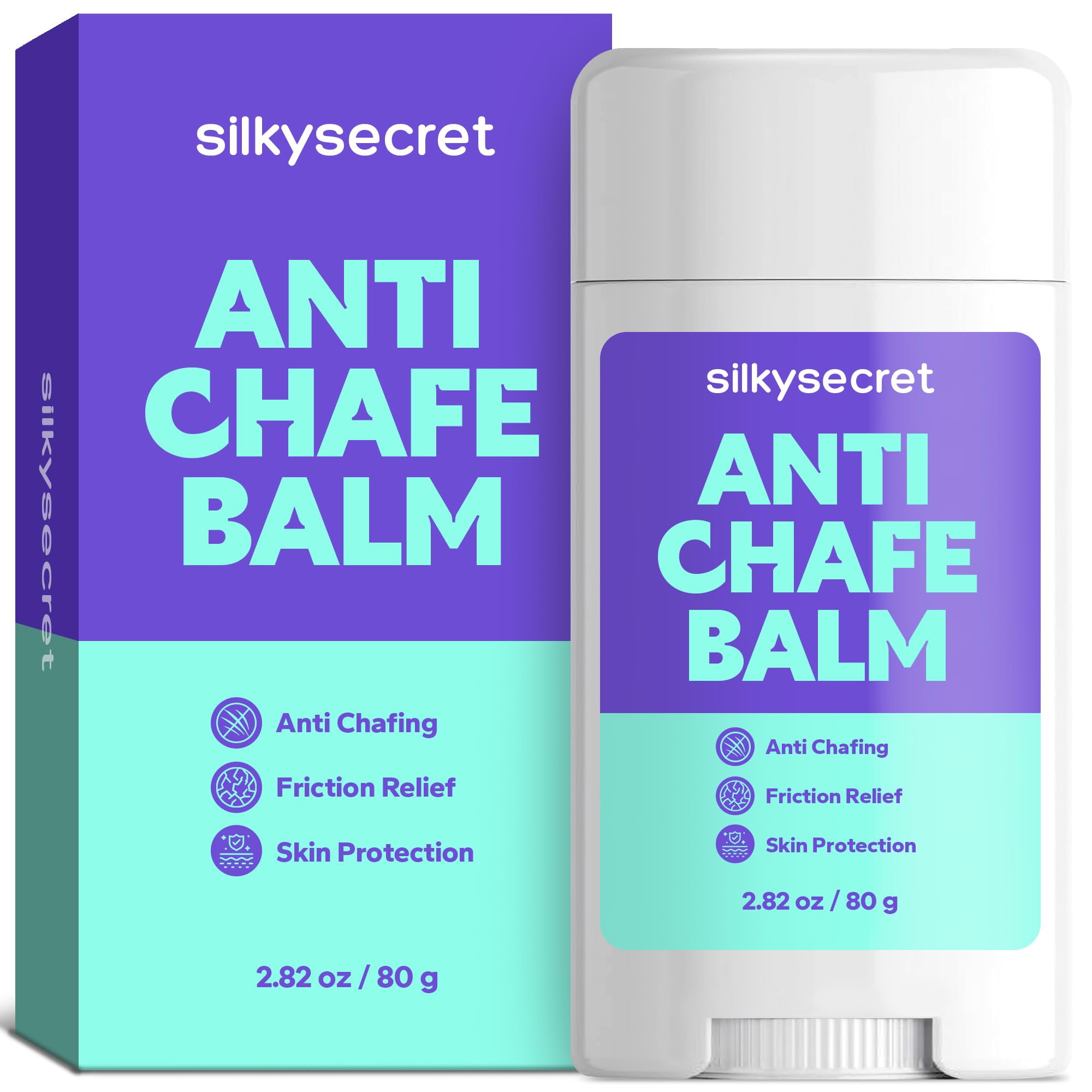 SilkySecret Anti-Chafing Stick packaging for on-the-go protection