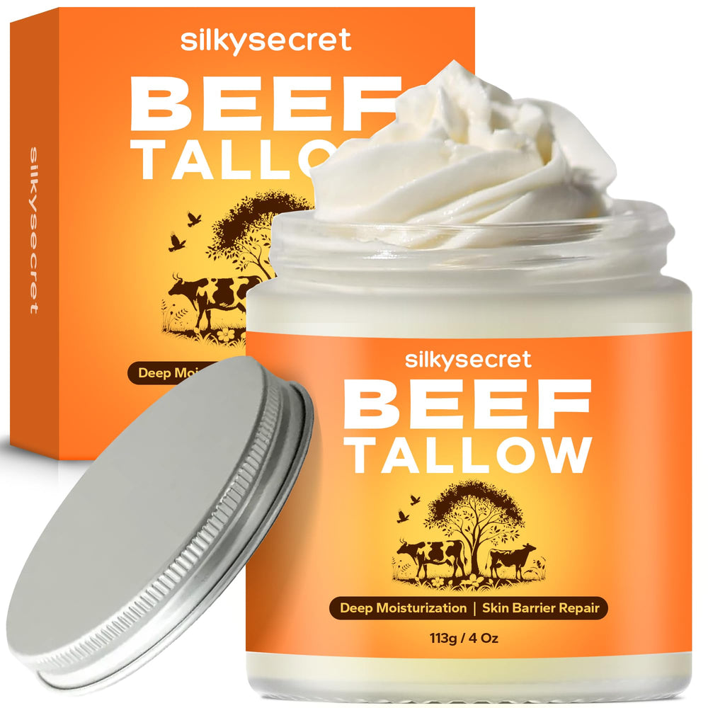 SilkySecret beef tallow face balm applying moisture on clean skin