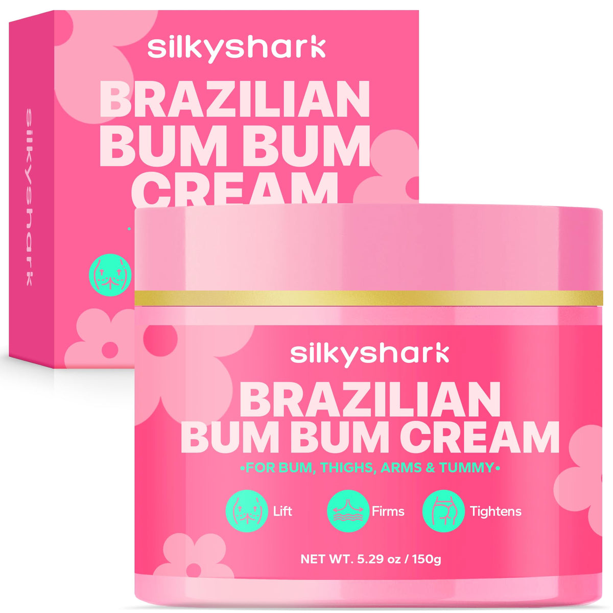 SilkyShark Bum Bum Cream 150ml jar delivers smooth glide and lasting hydration.